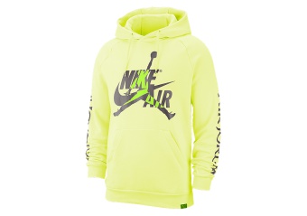 NIKE AIR JORDAN JUMPMAN CLASSICS FLEECE PULLOVER HOODIE LUMINOUS GREEN