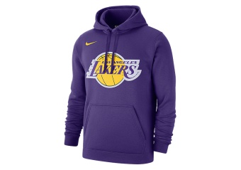 NIKE NBA LOS ANGELES LAKERS CLUB LOGO FLEECE PULLOVER HOODIE FIELD PURPLE