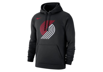 NIKE NBA PORTLAND TRAIL BLAZERS CLUB LOGO FLEECE PULLOVER HOODIE BLACK