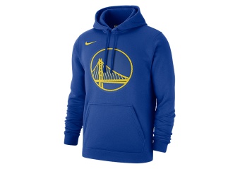 NIKE NBA GOLDEN STATE WARRIORS CLUB LOGO FLEECE PULLOVER HOODIE RUSH BLUE