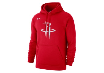 NIKE NBA HOUSTON ROCKETS CLUB LOGO FLEECE PULLOVER HOODIE UNIVERSITY RED