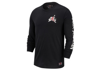 NIKE AIR JORDAN CLASSICS LONG-SLEEVE CREW TEE BLACK