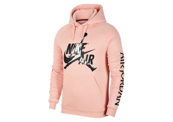 NIKE AIR JORDAN JUMPMAN CLASSICS FLEECE PULLOVER HOODIE CORAL STARDUST