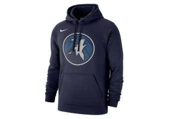 NIKE NBA MINNESOTA TIMBERWOLVES CLUB LOGO FLEECE PULLOVER HOODIE COLLEGE NAVY