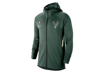 NIKE NBA MILWAUKEE BUCKS THERMA FLEX SHOWTIME HOODIE FIR