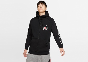 NIKE AIR JORDAN JUMPMAN CLASSICS FULL-ZIP HOODIE BLACK