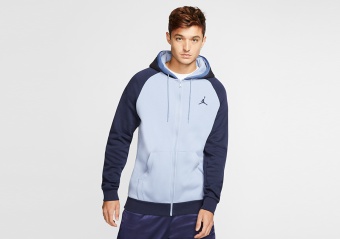 NIKE AIR JORDAN FULL-ZIP FLEECE HOODIE OBSIDIAN