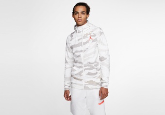 NIKE AIR JORDAN JUMPMAN FLEECE CAMO FULL-ZIP HOODIE WHITE