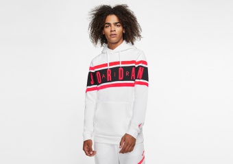 NIKE AIR JORDAN FLEECE PULLOVER HOODIE WHITE