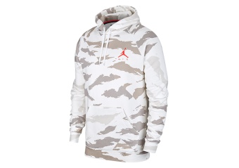 NIKE AIR JORDAN JUMPMAN FLEECE CAMO PULLOVER HOODIE WHITE