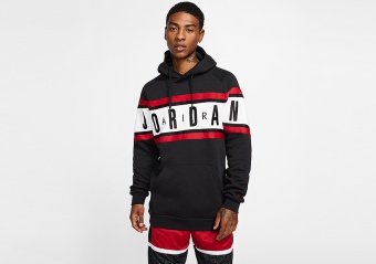 NIKE AIR JORDAN FLEECE PULLOVER HOODIE BLACK