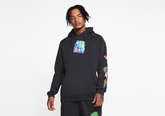 NIKE AIR JORDAN JUMPMAN STICKER PULLOVER HOODIE BLACK