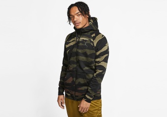 NIKE AIR JORDAN JUMPMAN FLEECE CAMO HOODIE MEDIUM OLIVE