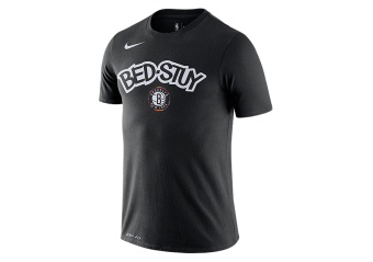 NIKE NBA BROOKLYN NETS CITY EDITION LOGO DRI-FIT TEE BLACK