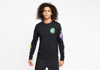 NIKE AIR JORDAN PHOTO REPEAT LONG-SLEEVE CREW TEE BLACK