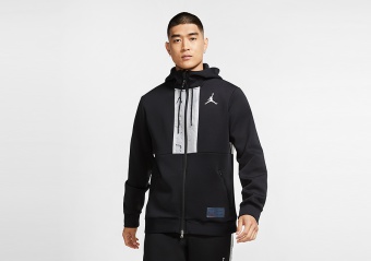 NIKE AIR JORDAN FULL-ZIP FLEECE HOODIE BLACK