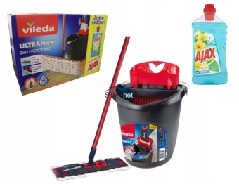 VILEDA MOP PŁASKI ULTRAMAX BOX + PŁYN AJAX