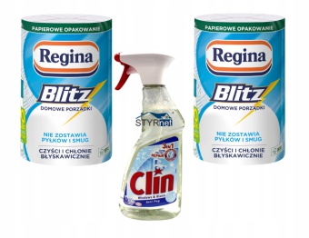 PAPIER RĘCZNIKOWY BLITZ 2 SZT + PŁYN DO SZYB CLIN ANTYPARA ZESTAW