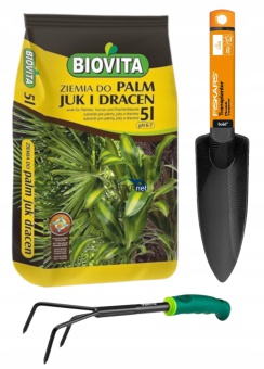 BIOVITA ZIEMIA DO PALM JUKI 5L + FISKARS ŁOPATKA 4602 + VERTO PAZURKI 15G408