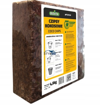 BIOVITA CZIPSY KOKOSOWE BRYKIET CHIPSY COCO PODŁOŻE 4,5kg