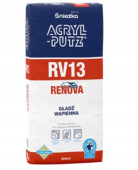 ŚNIEŻKA GŁADŹ WAPIENNA BIAŁA ACRYL PUTZ RV13 RENOVA 20KG