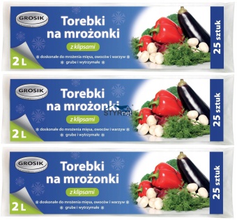 GROSIK TOREBKI NA MROŻONKI Z KLIPSAMI GROSIK 2L 75 SZTUK