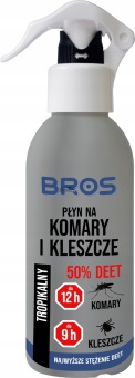 BROS PŁYN NA KOMARY I KLESZCZE 50 % DEET 130ML