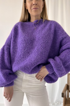 Sweter wool blend Fluffy ultra violet