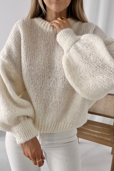 Sweter wool blend Fluffy cream