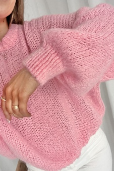 Sweter wool blend Fluffy powder pink