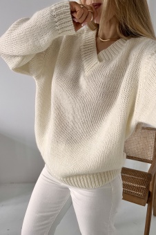 Sweter V-neck Vivienne cream