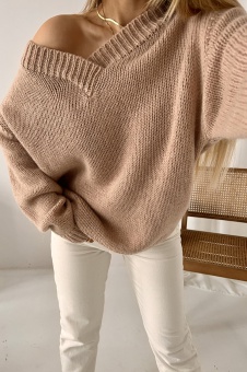 Sweter V-neck Vivienne beige