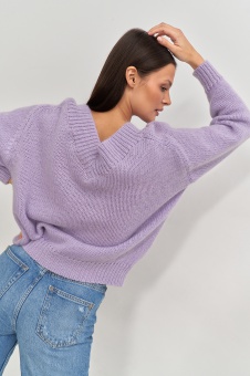 Sweter double V-neck lilac