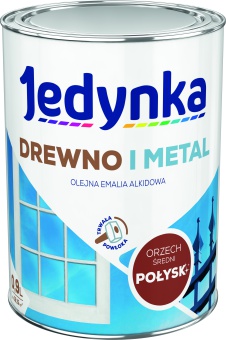 Jedynka Drewno i Metal Połysk Orzech Średni